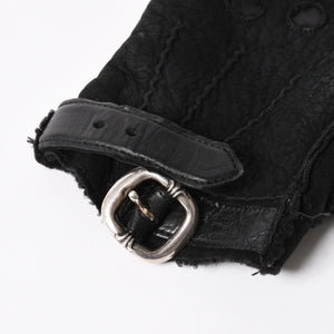 CHROME HEARTS クロムハーツ シアリング フィンガーレス バックルグローブ サイズ8.5 195/215 ガンスリンガー ラムレザー ブラックレザー 美品 中古 4a005530