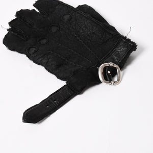 CHROME HEARTS クロムハーツ シアリング フィンガーレス バックルグローブ サイズ8.5 195/215 ガンスリンガー ラムレザー ブラックレザー 美品 中古 4a005530