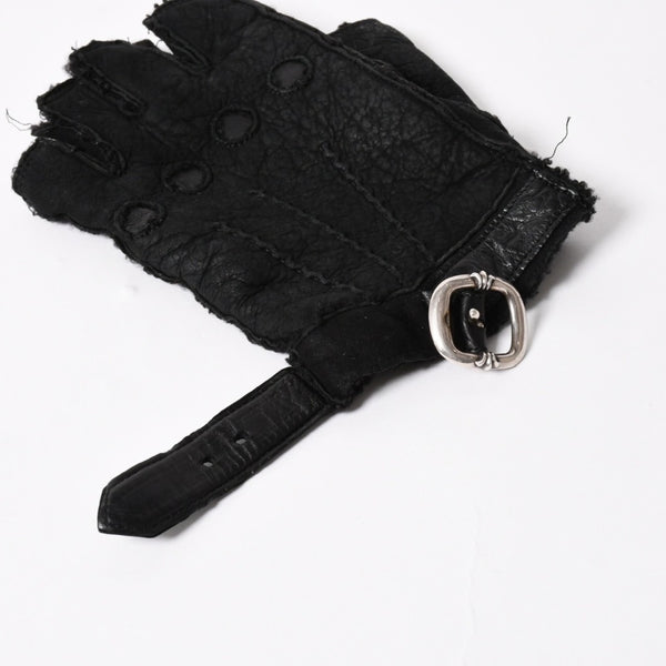 CHROME HEARTS クロムハーツ シアリング フィンガーレス バックルグローブ サイズ8.5 195/215 ガンスリンガー ラムレザー ブラックレザー 美品 中古 4a005530