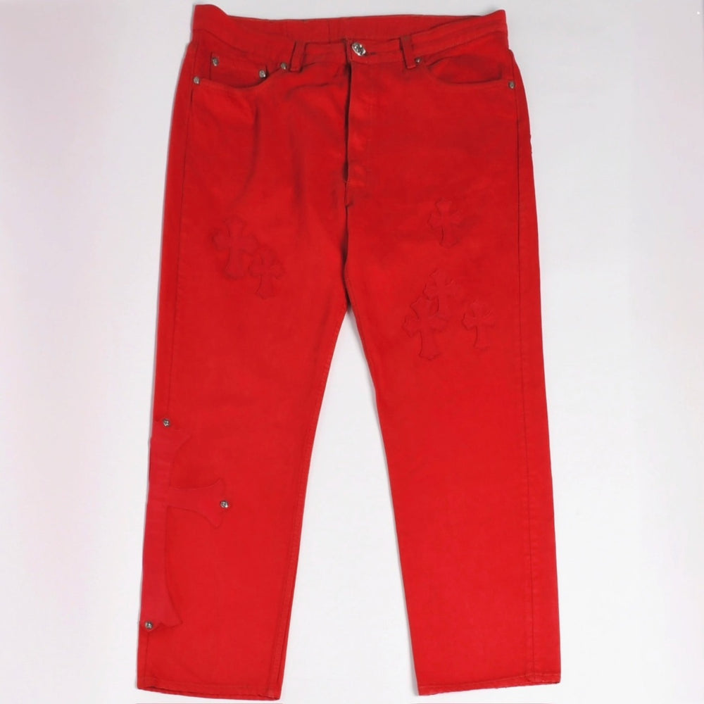 Very Good Condition CHROME HEARTS Denim Pants Levi's Size 36 Large CH Cross Patch Cemetery Cross Patch 18 Patch Levi's Used 4a005539