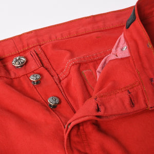 極美品 CHROME HEARTS クロムハーツ デニムパンツ リーバイス サイズ36 ラージCHクロスパッチ セメタリークロスパッチ 18パッチ Levi's 中古 4a005539