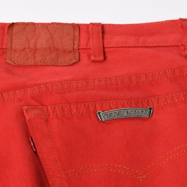 極美品 CHROME HEARTS クロムハーツ デニムパンツ リーバイス サイズ36 ラージCHクロスパッチ セメタリークロスパッチ 18パッチ Levi's 中古 4a005539