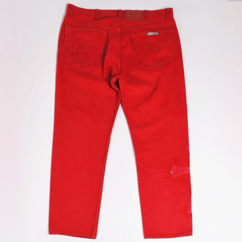 Very Good Condition CHROME HEARTS Denim Pants Levi's Size 36 Large CH Cross Patch Cemetery Cross Patch 18 Patch Levi's Used 4a005539