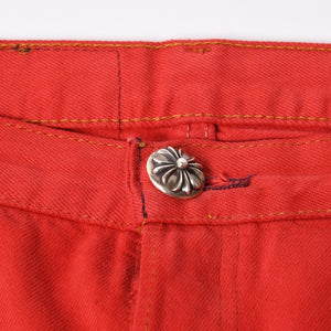 極美品 CHROME HEARTS クロムハーツ デニムパンツ リーバイス サイズ36 ラージCHクロスパッチ セメタリークロスパッチ 18パッチ Levi's 中古 4a005539