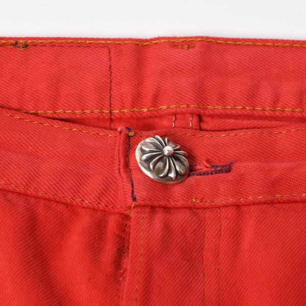 極美品 CHROME HEARTS クロムハーツ デニムパンツ リーバイス サイズ36 ラージCHクロスパッチ セメタリークロスパッチ 18パッチ Levi's 中古 4a005539