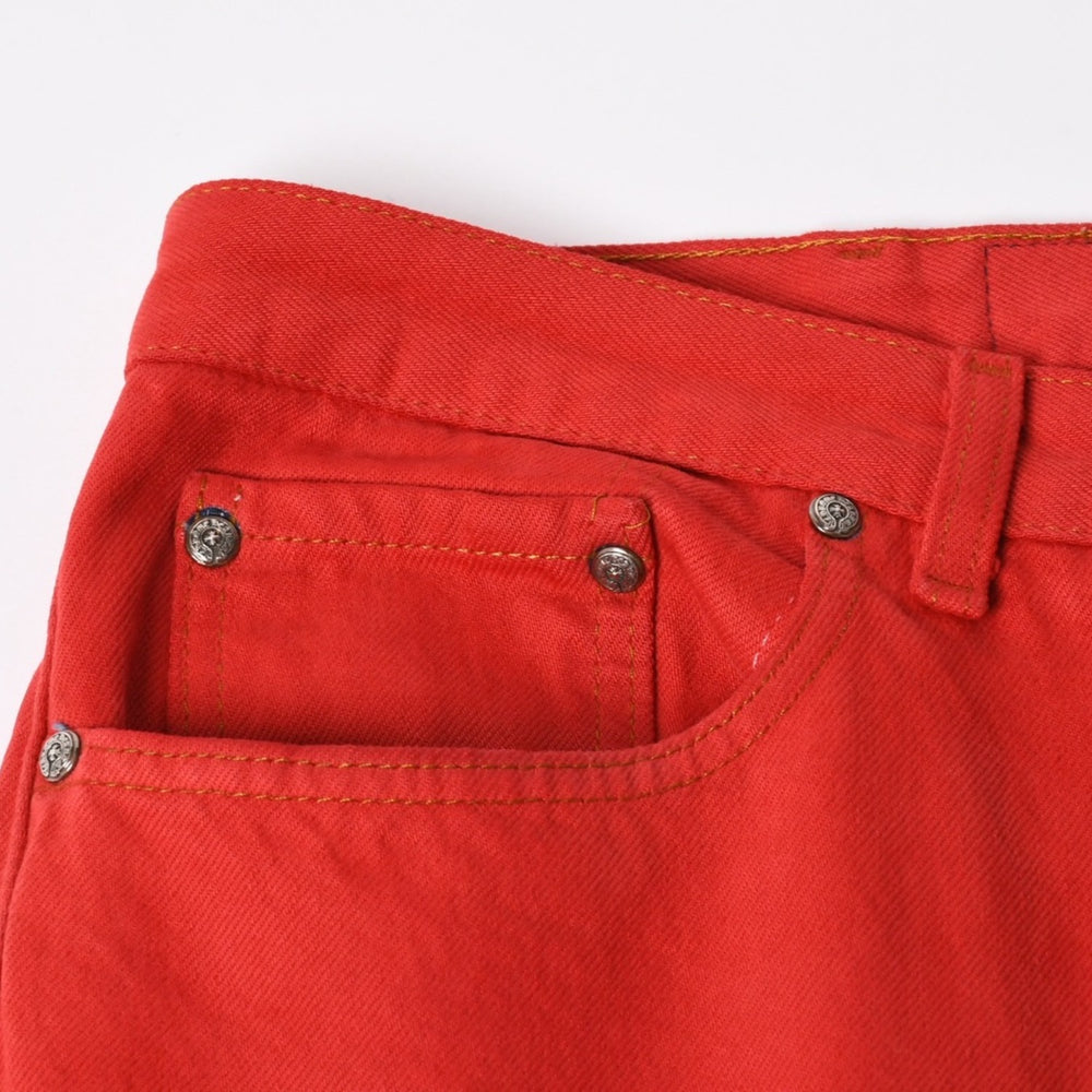 極美品 CHROME HEARTS クロムハーツ デニムパンツ リーバイス サイズ36 ラージCHクロスパッチ セメタリークロスパッチ 18パッチ Levi's 中古 4a005539