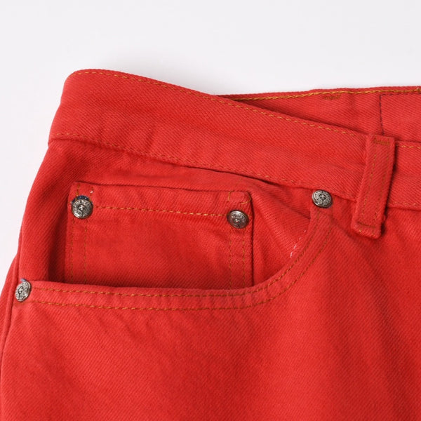 極美品 CHROME HEARTS クロムハーツ デニムパンツ リーバイス サイズ36 ラージCHクロスパッチ セメタリークロスパッチ 18パッチ Levi's 中古 4a005539