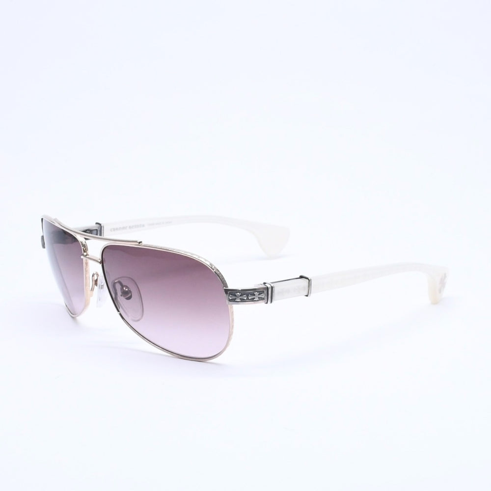 極美品 CHROME HEARTS クロムハーツ BABY BEAST ベイビービースト ティアドロップ サングラス ホワイト ゴールド 中古 4a005590