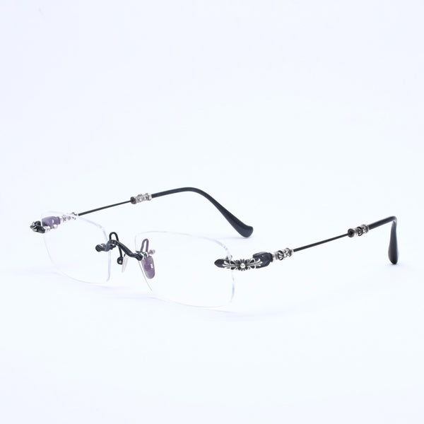 Very Good Condition CHROME HEARTS PILLS 3 Glasses Silver 925 55☐20-144 Eyewear Floral CH Plus Square Black Silver Hardware Used 4a005585