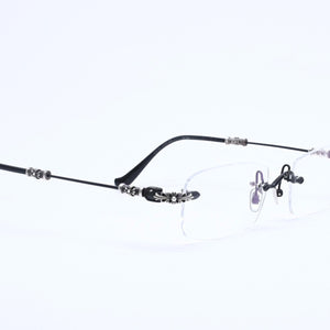 Very Good Condition CHROME HEARTS PILLS 3 Glasses Silver 925 55☐20-144 Eyewear Floral CH Plus Square Black Silver Hardware Used 4a005585