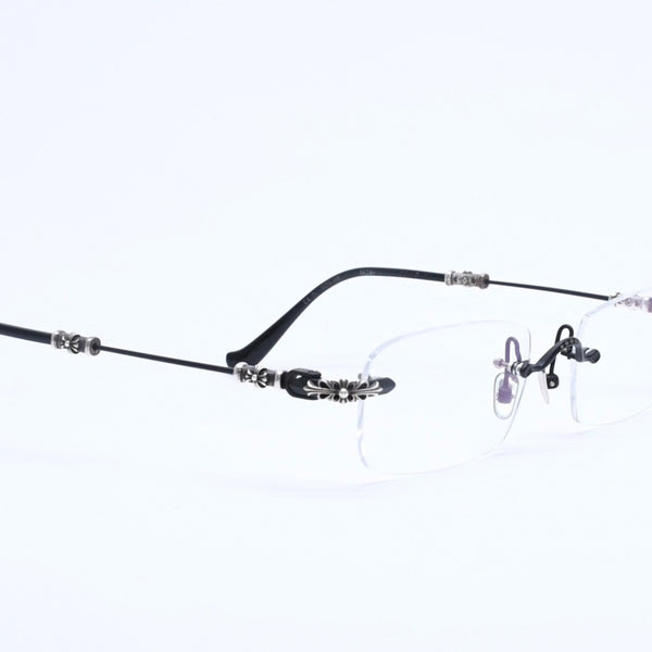 Very Good Condition CHROME HEARTS PILLS 3 Glasses Silver 925 55☐20-144 Eyewear Floral CH Plus Square Black Silver Hardware Used 4a005585