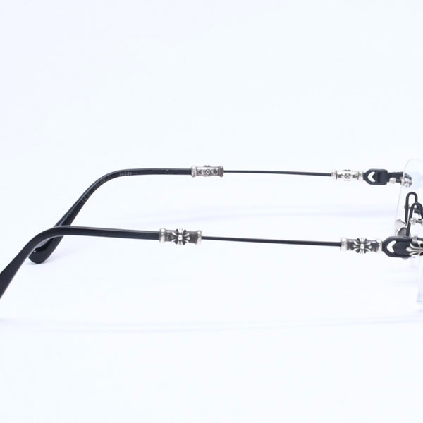 Very Good Condition CHROME HEARTS PILLS 3 Glasses Silver 925 55☐20-144 Eyewear Floral CH Plus Square Black Silver Hardware Used 4a005585