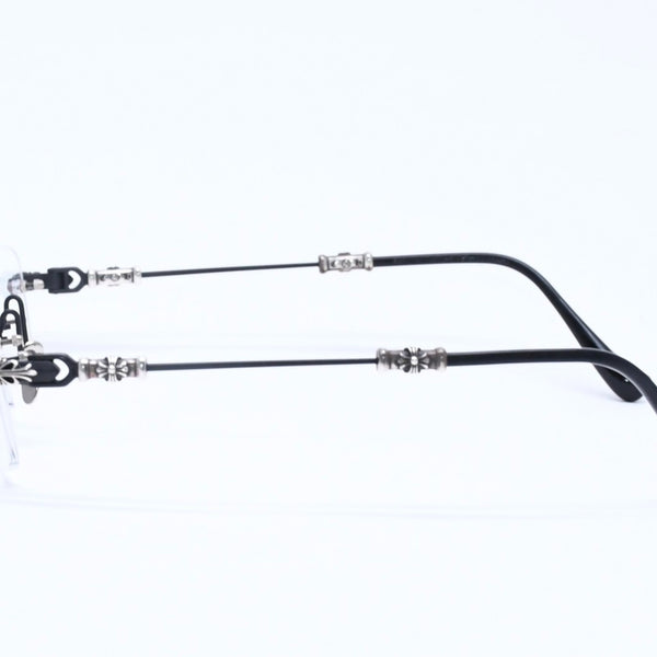Very Good Condition CHROME HEARTS PILLS 3 Glasses Silver 925 55☐20-144 Eyewear Floral CH Plus Square Black Silver Hardware Used 4a005585