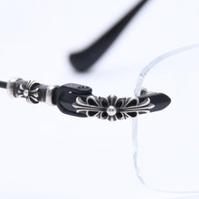 画像をギャラリービューアに読み込む, 極美品 CHROME HEARTS クロムハーツ PILLS 3 メガネ シルバー925 55☐20-144 アイウェア フローラル CHプラス スクエア ブラック シルバー金具 中古 4a005585