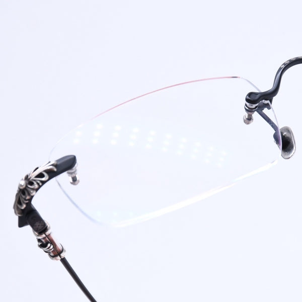 Very Good Condition CHROME HEARTS PILLS 3 Glasses Silver 925 55☐20-144 Eyewear Floral CH Plus Square Black Silver Hardware Used 4a005585