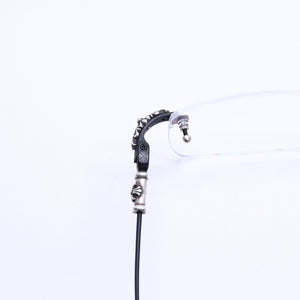 Very Good Condition CHROME HEARTS PILLS 3 Glasses Silver 925 55☐20-144 Eyewear Floral CH Plus Square Black Silver Hardware Used 4a005585