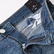 将图片加载到图库查看器，新品未使用 TRUE RELIGION トゥルーレリジョン JOEY Low Rise Cut-Off Short ショーツ コットン ラインストーン ブルー サイズ31 中古 4a005499