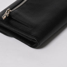 将图片加载到图库查看器，新品未使用 CHROME HEARTS クロムハーツ WAVE CROSS BALL ウェーブ クロスボールボタン レザーウォレット 長財布 ダガー ブラック 中古 4a005554