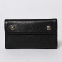 将图片加载到图库查看器，新品未使用 CHROME HEARTS クロムハーツ WAVE CROSS BALL ウェーブ クロスボールボタン レザーウォレット 長財布 ダガー ブラック 中古 4a005554
