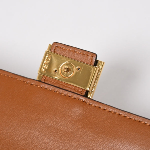 FENDI フェンディ 長財布 コンチネンタル財布 エンボス FFロゴ ブラウン ナッパレザー ゴールド金具 8M0365 美品 中古 4a005370