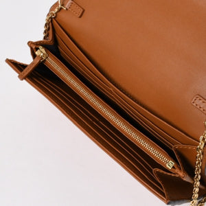 FENDI フェンディ 長財布 コンチネンタル財布 エンボス FFロゴ ブラウン ナッパレザー ゴールド金具 8M0365 美品 中古 4a005370