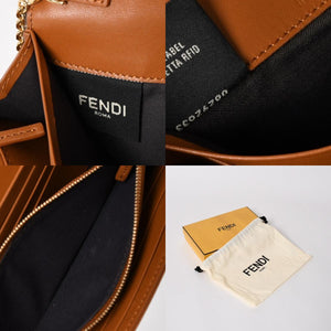 FENDI フェンディ 長財布 コンチネンタル財布 エンボス FFロゴ ブラウン ナッパレザー ゴールド金具 8M0365 美品 中古 4a005370