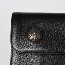 将图片加载到图库查看器，新品未使用 CHROME HEARTS クロムハーツ WAVE CROSS BALL ウェーブ クロスボールボタン レザーウォレット 長財布 ダガー ブラック 中古 4a005554