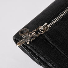 将图片加载到图库查看器，新品未使用 CHROME HEARTS クロムハーツ WAVE CROSS BALL ウェーブ クロスボールボタン レザーウォレット 長財布 ダガー ブラック 中古 4a005554