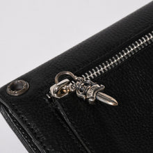 将图片加载到图库查看器，新品未使用 CHROME HEARTS クロムハーツ WAVE CROSS BALL ウェーブ クロスボールボタン レザーウォレット 長財布 ダガー ブラック 中古 4a005554