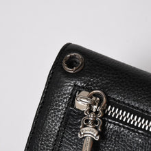 将图片加载到图库查看器，新品未使用 CHROME HEARTS クロムハーツ WAVE CROSS BALL ウェーブ クロスボールボタン レザーウォレット 長財布 ダガー ブラック 中古 4a005554
