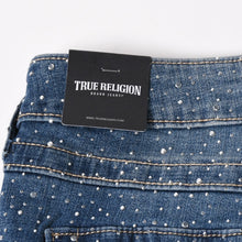 将图片加载到图库查看器，新品未使用 TRUE RELIGION トゥルーレリジョン JOEY Low Rise Cut-Off Short ショーツ コットン ラインストーン ブルー サイズ31 中古 4a005499