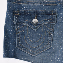 将图片加载到图库查看器，新品未使用 TRUE RELIGION トゥルーレリジョン JOEY Low Rise Cut-Off Short ショーツ コットン ラインストーン ブルー サイズ31 中古 4a005499