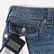 将图片加载到图库查看器，新品未使用 TRUE RELIGION トゥルーレリジョン JOEY Low Rise Cut-Off Short ショーツ コットン ラインストーン ブルー サイズ31 中古 4a005499