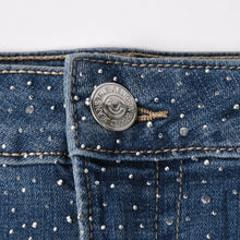 将图片加载到图库查看器，新品未使用 TRUE RELIGION トゥルーレリジョン JOEY Low Rise Cut-Off Short ショーツ コットン ラインストーン ブルー サイズ31 中古 4a005499