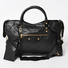 将图片加载到图库查看器，極美品 BALENCIAGA バレンシアガ ザジャイアントシティ レザー 2WAY ハンドバッグ ショルダーバッグ ブラック 281770 中古 4a005558