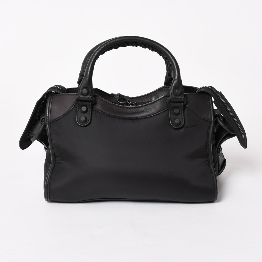 BALENCIAGA バレンシアガ クラシック ミニシティ ナイロン レザー 2WAY ハンドバッグ ショルダーバッグ ブラック 300295 美品 中古 4a005557