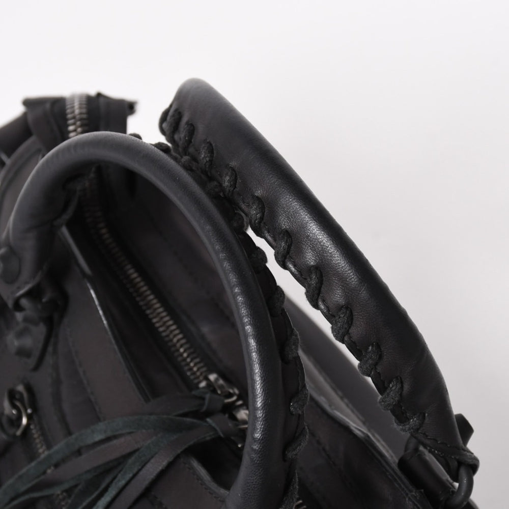 BALENCIAGA バレンシアガ クラシック ミニシティ ナイロン レザー 2WAY ハンドバッグ ショルダーバッグ ブラック 300295 美品 中古 4a005557