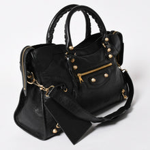 将图片加载到图库查看器，極美品 BALENCIAGA バレンシアガ ザジャイアントシティ レザー 2WAY ハンドバッグ ショルダーバッグ ブラック 281770 中古 4a005558