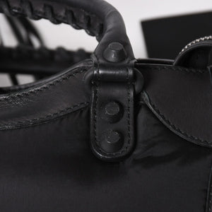 BALENCIAGA Classic Mini City Nylon Leather 2WAY Handbag Shoulder Bag Black 300295 Good Condition Used 4a005557