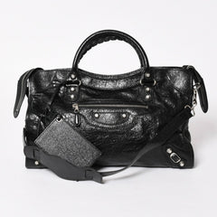 Very good condition BALENCIAGA Le City black handbag shoulder bag 281770 Silver hardware Silver studs Used 4a005559