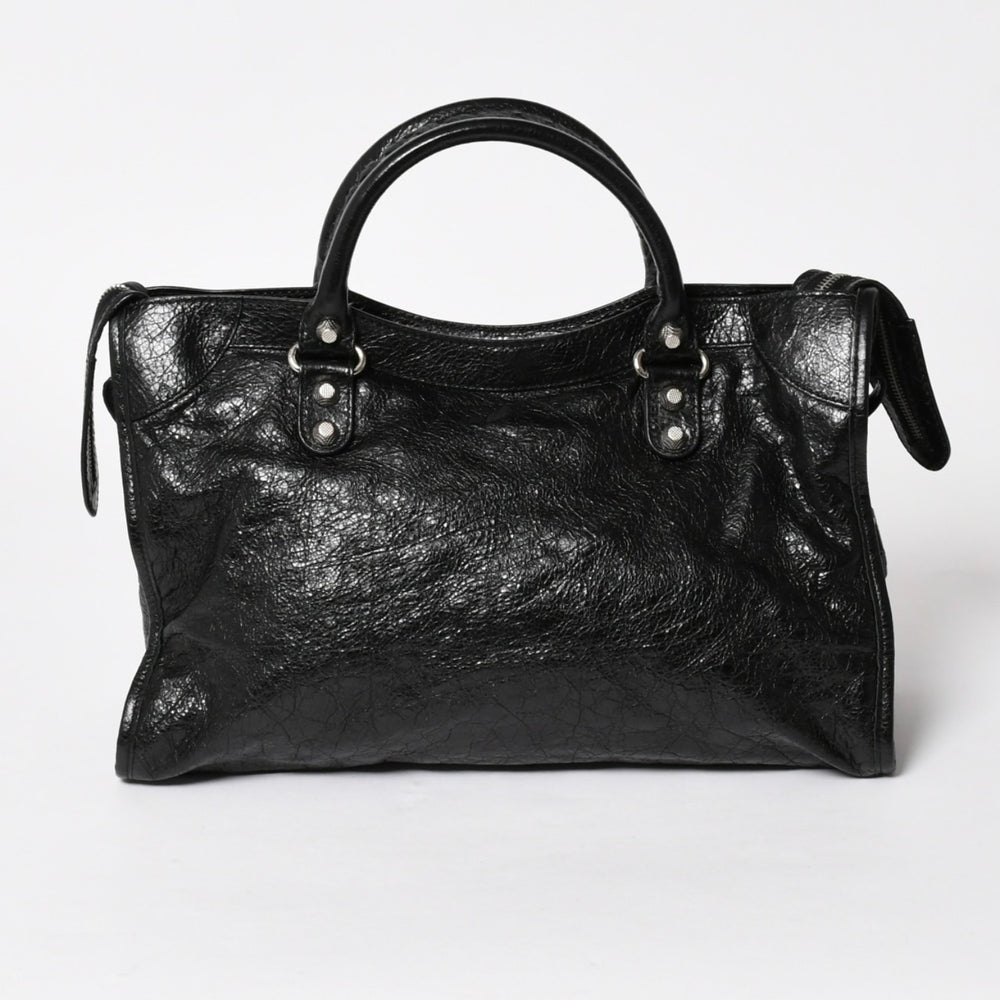 極美品 BALENCIAGA バレンシアガ Le City ルシティ ブラック ハンドバッグ ショルダーバッグ 281770 シルバー金具 シルバースタッズ 中古 4a005559