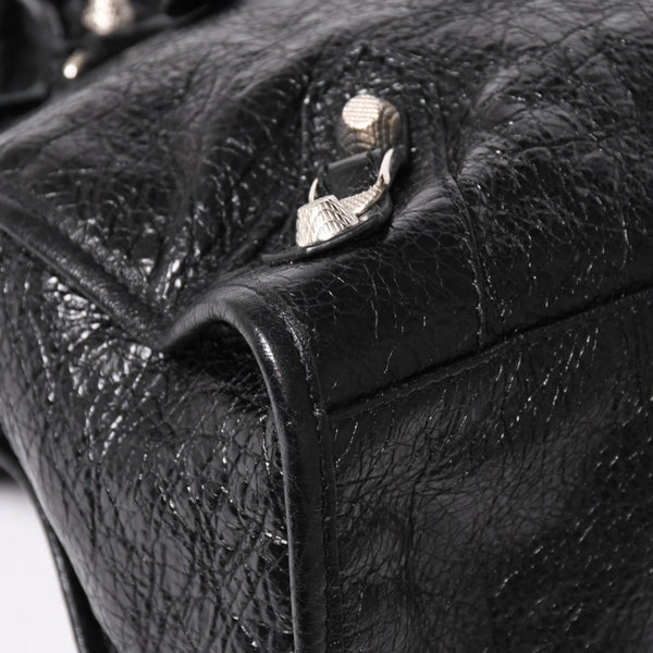 Very good condition BALENCIAGA Le City black handbag shoulder bag 281770 Silver hardware Silver studs Used 4a005559