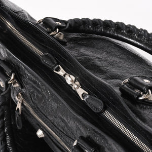 Very good condition BALENCIAGA Le City black handbag shoulder bag 281770 Silver hardware Silver studs Used 4a005559