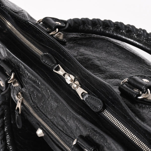 Very good condition BALENCIAGA Le City black handbag shoulder bag 281770 Silver hardware Silver studs Used 4a005559