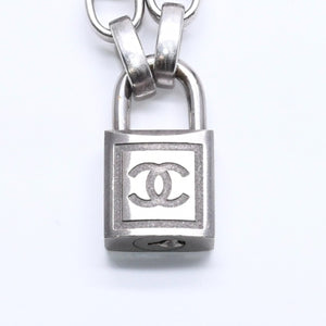 CHANEL Necklace Silver Chain Padlock Here Mark 193.9g Metal Silver Hardware Good Condition Used 4a005547