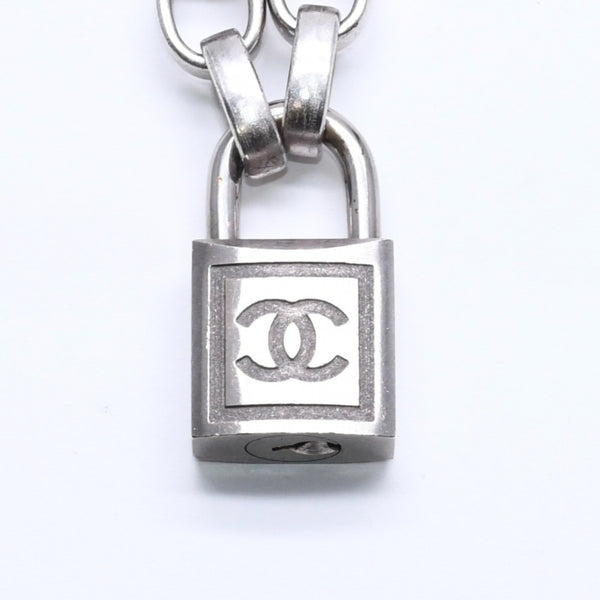 CHANEL Necklace Silver Chain Padlock Here Mark 193.9g Metal Silver Hardware Good Condition Used 4a005547