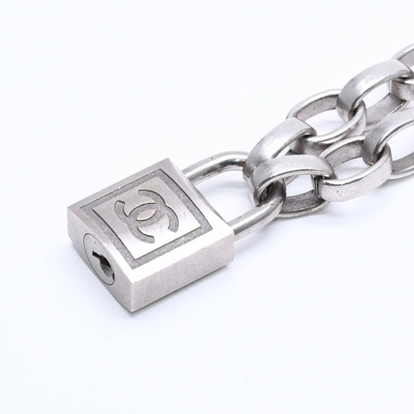 CHANEL Necklace Silver Chain Padlock Here Mark 193.9g Metal Silver Hardware Good Condition Used 4a005547