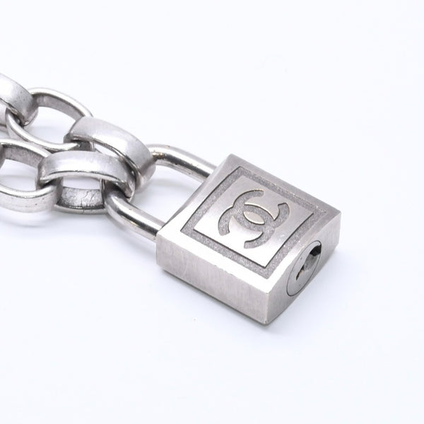 CHANEL Necklace Silver Chain Padlock Here Mark 193.9g Metal Silver Hardware Good Condition Used 4a005547