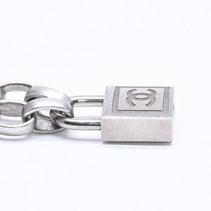 CHANEL Necklace Silver Chain Padlock Here Mark 193.9g Metal Silver Hardware Good Condition Used 4a005547