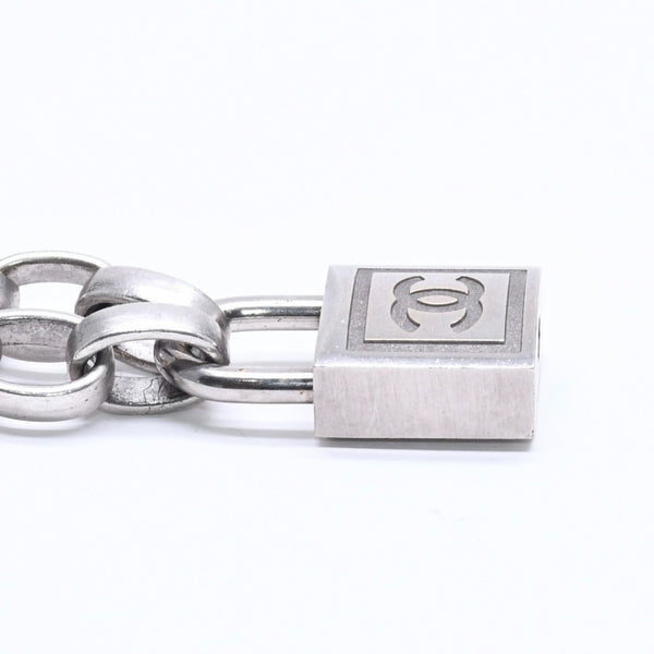 CHANEL Necklace Silver Chain Padlock Here Mark 193.9g Metal Silver Hardware Good Condition Used 4a005547